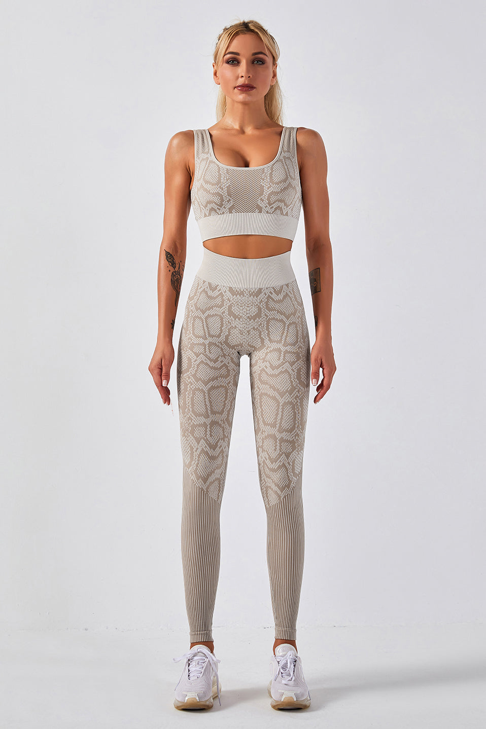 Snake Print Seamless Bra & Legging Set - 2 Pieces