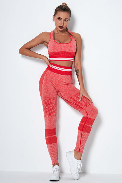 Knitted Stripe Seamless Sports Bra
