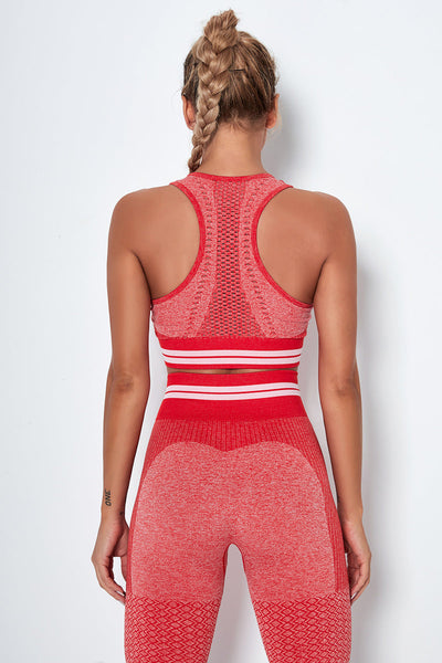 Knitted Stripe Seamless Sports Bra