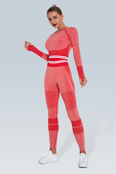 Knitted Stripe Seamless Long Sleeve